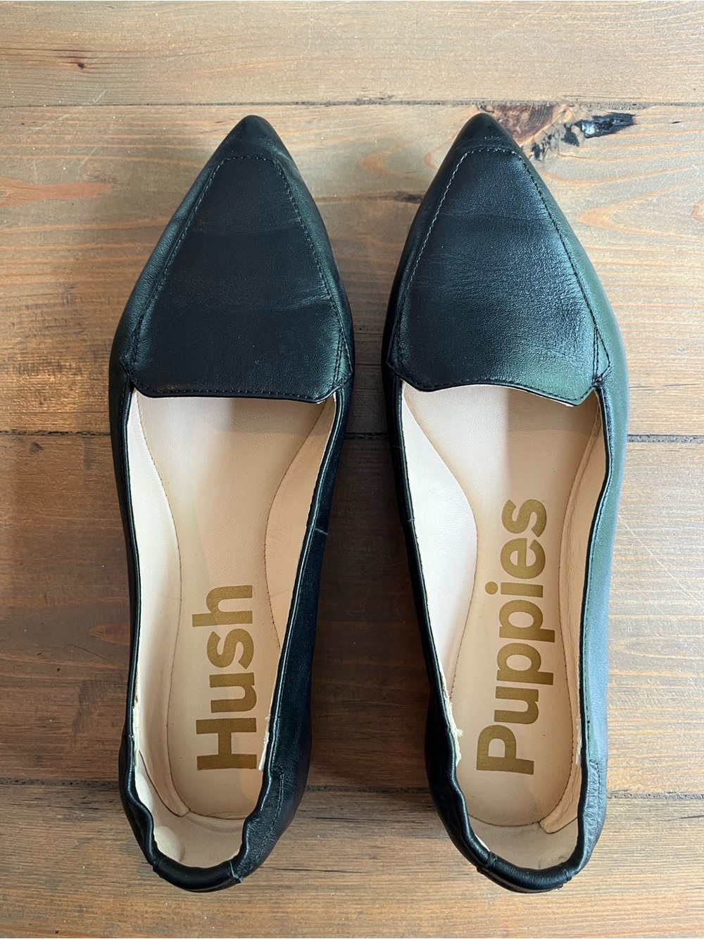 Hush Puppies Women's Black Pointed Slip-On Flats
